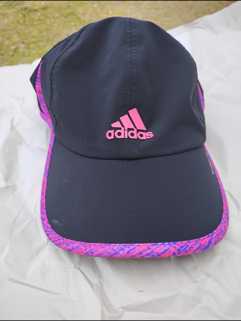 Adidas Hat Cap Strap Back Adult One Size Black Pink Poly Blend Climalite Golf